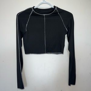 SHEIN Stitch Lettuce-Edge Cropped Tee NWOT